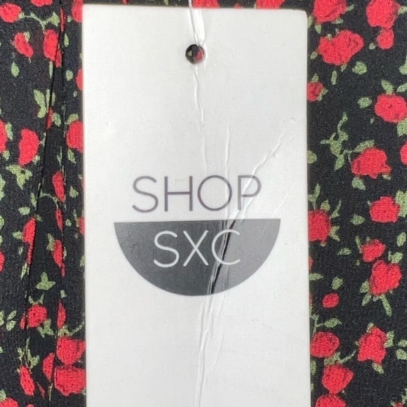 Victoria + Sofia Mini Dress S NWT Black Red Floral Tie Hem Lingerie Slip Style - Picture 6 of 11